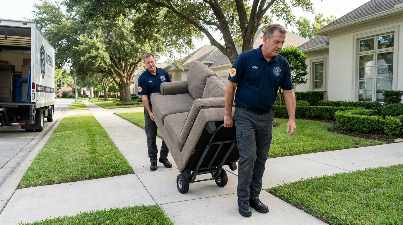 Local residential moving crew loading furniture in Cazenovia, NY
